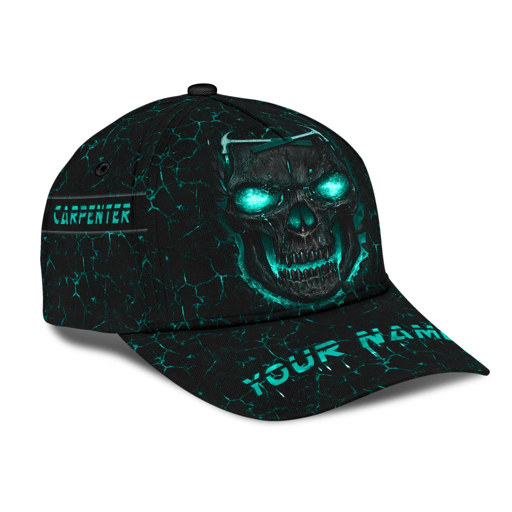 Tmarctee Carpenter Customized Name 3D All Over Printed Classic Cap Blue Skull