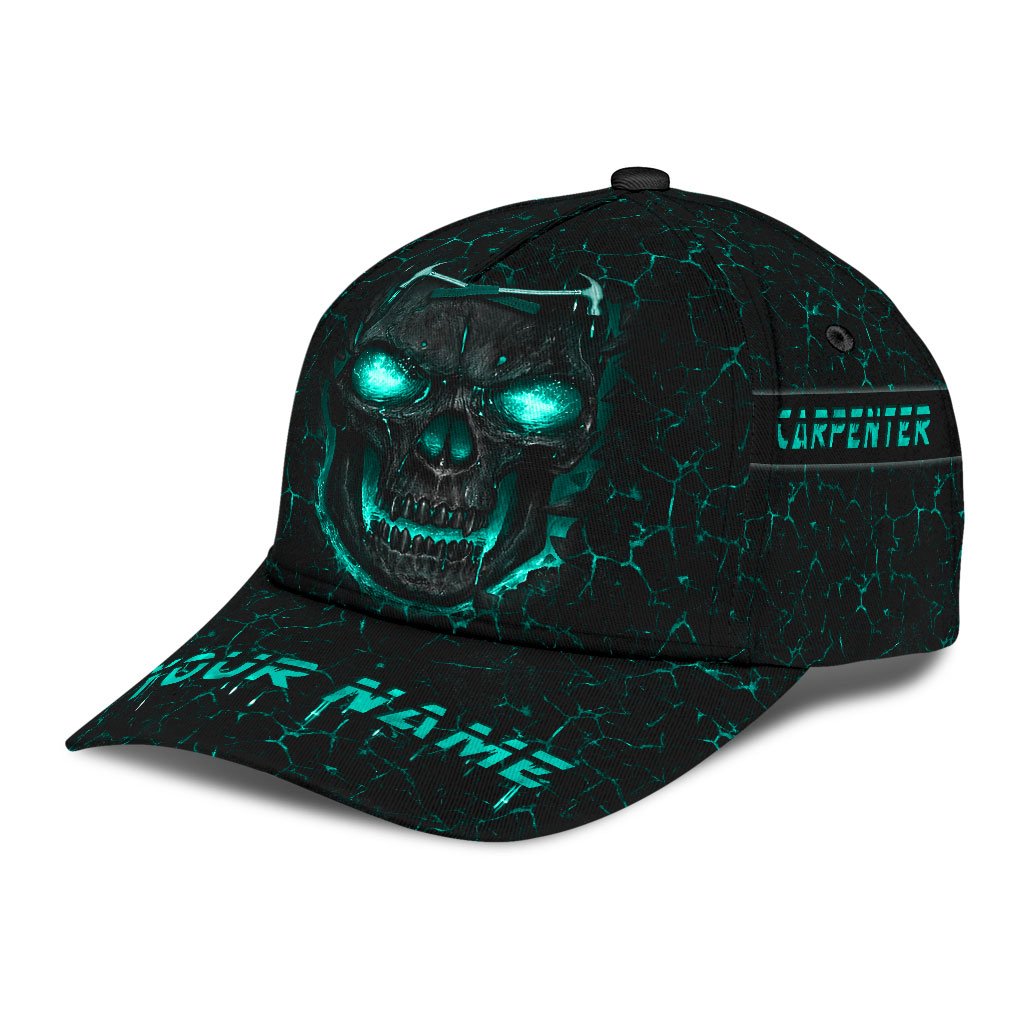 Tmarctee Carpenter Customized Name 3D All Over Printed Classic Cap Blue Skull