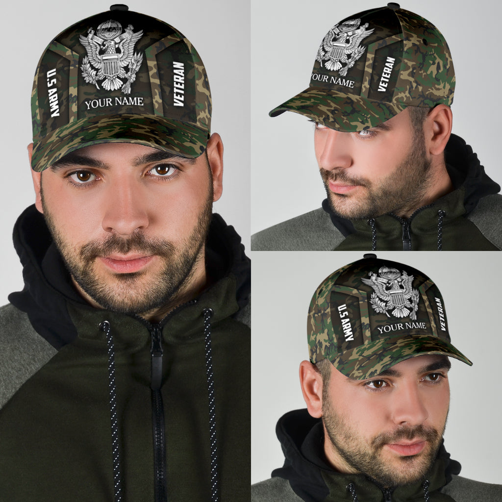 US Army Veteran Personalized Name Classic Cap