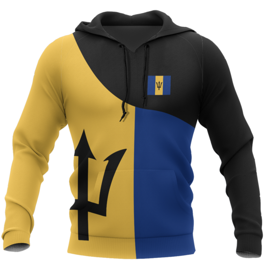 Barbados Flag Curve Concept Pullover Hoodie - Amaze Style™-Apparel