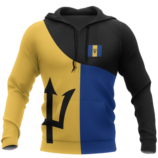 Barbados Flag Curve Concept Pullover Hoodie - Amaze Style™-Apparel