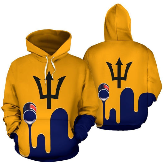 Barbados Flag Hoodie Bucket Spilling Paint - Amaze Style™-Apparel