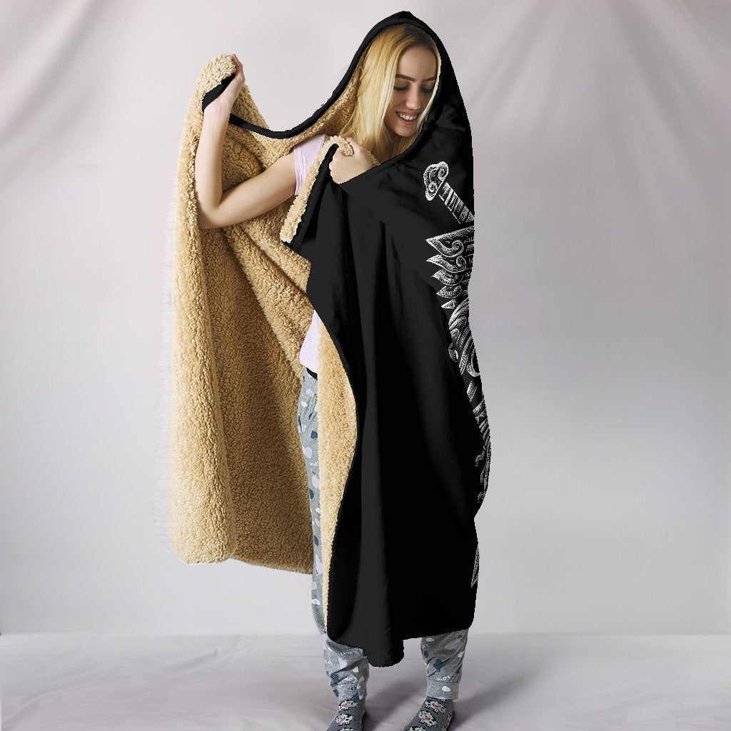 Viking Hooded Blanket Norse God Odin Wolfs Swords PL082 - Amaze Style™-HOODED BLANKETS (P)