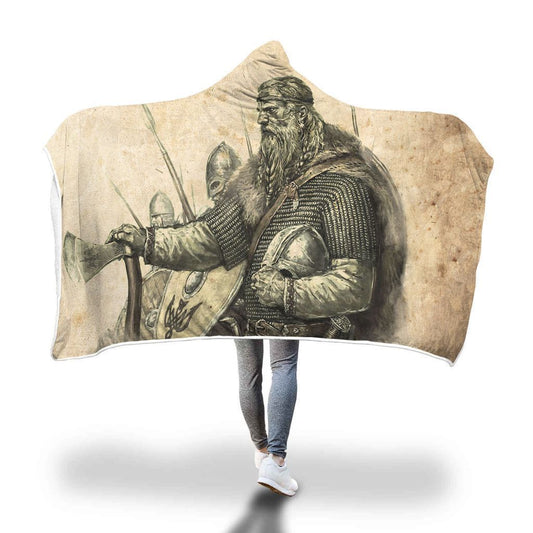 Viking Hooded Blanket - Viking Warrior Hooded Blanket PL084 - Amaze Style™-HOODED BLANKETS (P)
