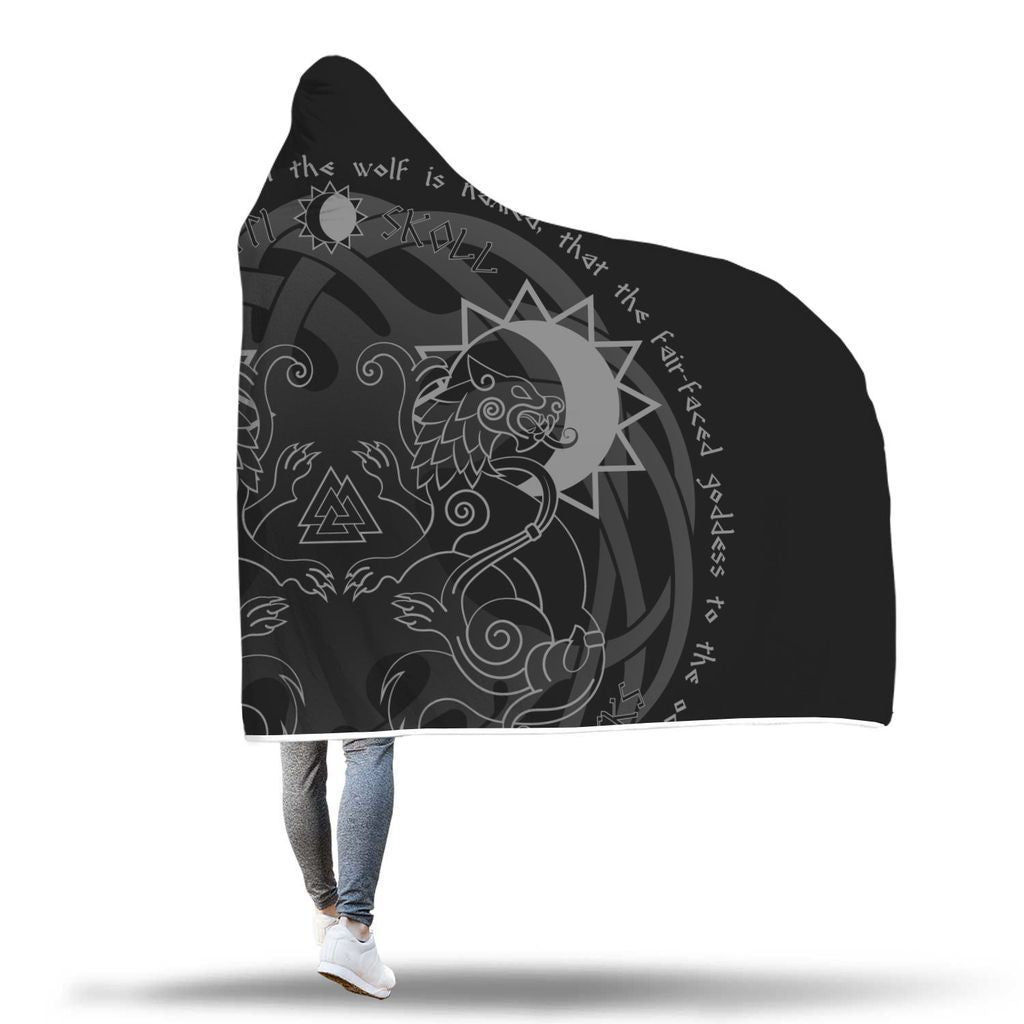 Viking Hooded Blanket - Viking Hati And Skoll Hooded Blanket PL086 - Amaze Style™-HOODED BLANKETS (P)