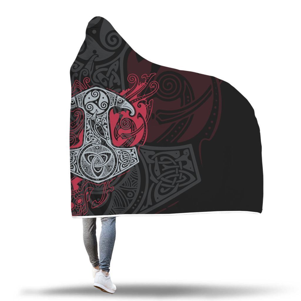 Viking Hooded Blanket - Viking Hammer Hooded Blanket 2 PL091 - Amaze Style™-HOODED BLANKETS (P)
