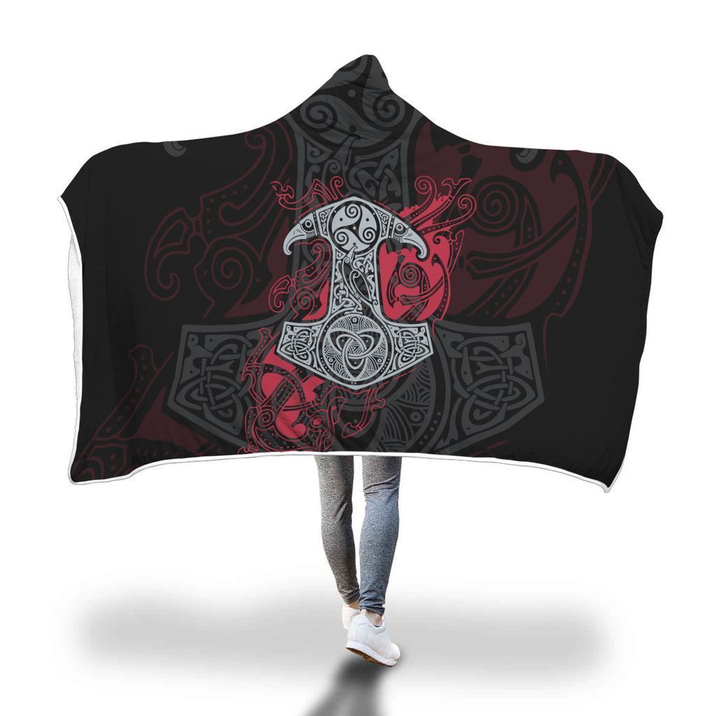 Viking Hooded Blanket - Viking Hammer Hooded Blanket 2 PL091 - Amaze Style™-HOODED BLANKETS (P)