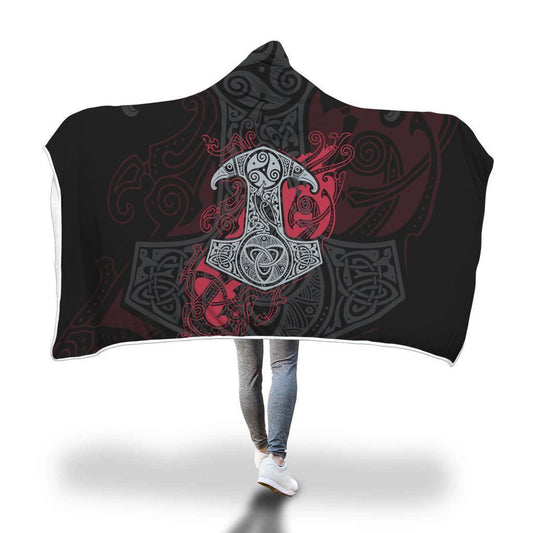 Viking Hooded Blanket - Viking Hammer Hooded Blanket 2 PL091 - Amaze Style™-HOODED BLANKETS (P)