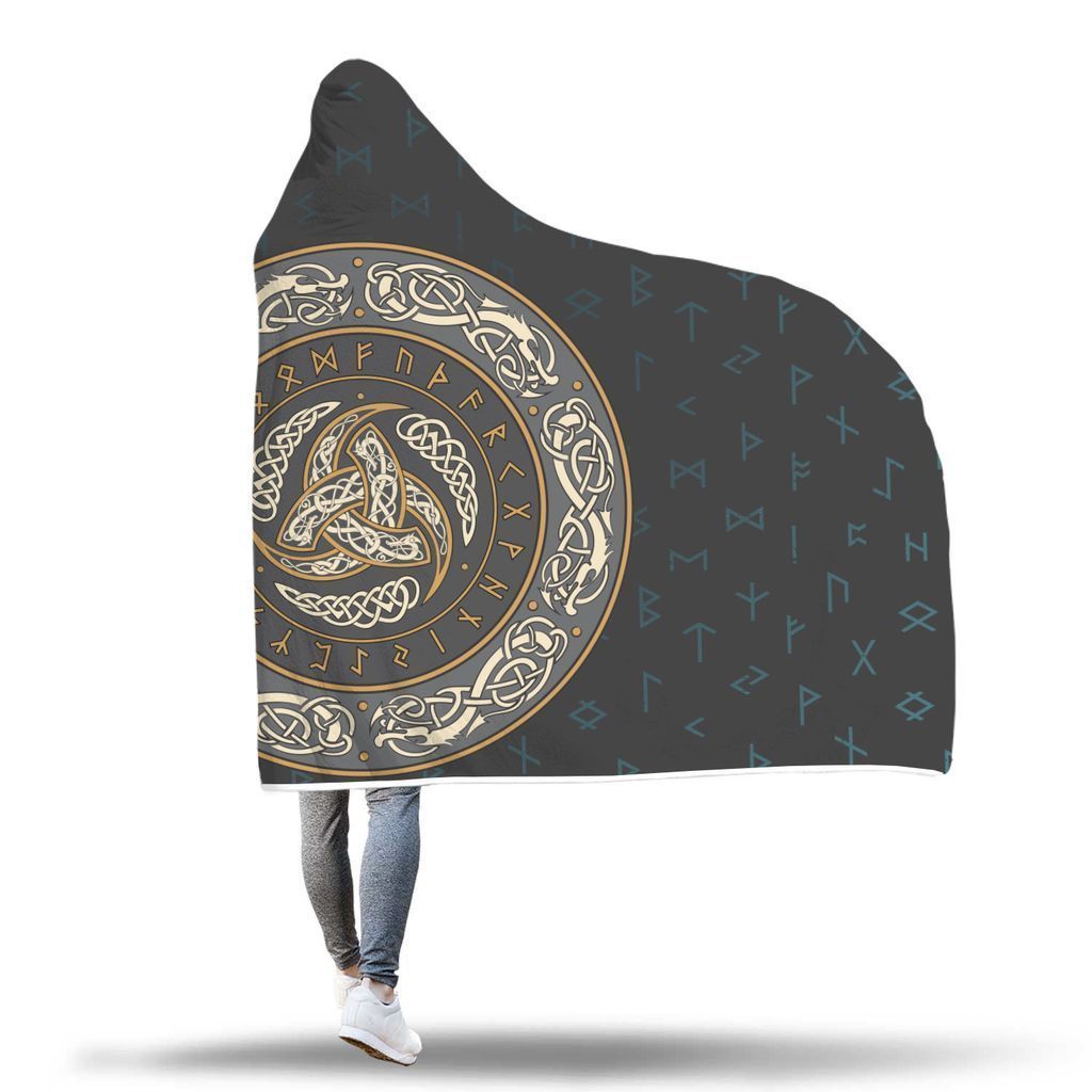 Viking Hooded Blanket - Viking Symbol Hooded Blanket PL094 - Amaze Style™-HOODED BLANKETS (P)