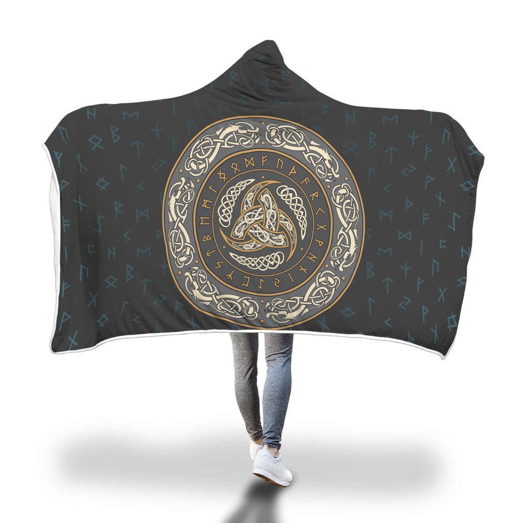 Viking Hooded Blanket - Viking Symbol Hooded Blanket PL094 - Amaze Style™-HOODED BLANKETS (P)