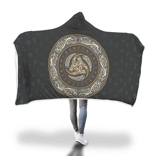 Viking Hooded Blanket - Viking Symbol Hooded Blanket PL094 - Amaze Style™-HOODED BLANKETS (P)