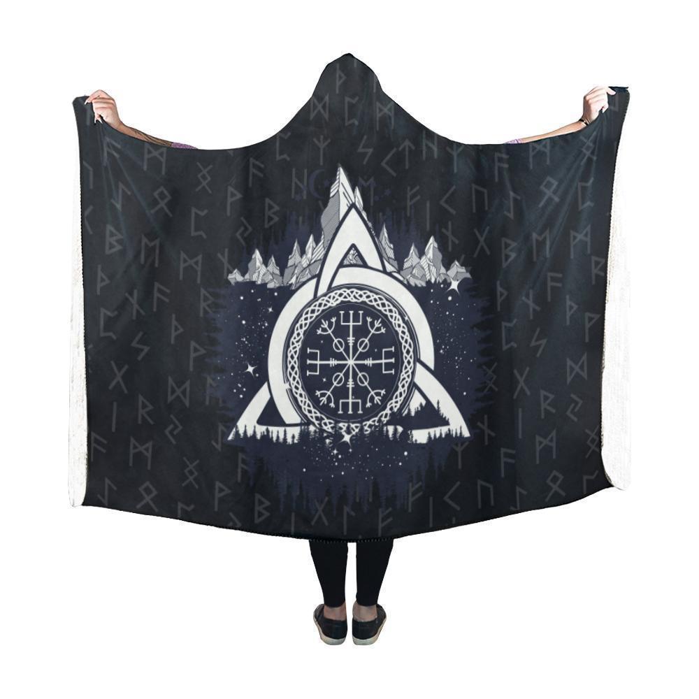 Vegvisir - The Magic Navigation Compass of Vikings In The Moutains Hooded Blanket PL103 - Amaze Style™-HOODED BLANKETS (P)