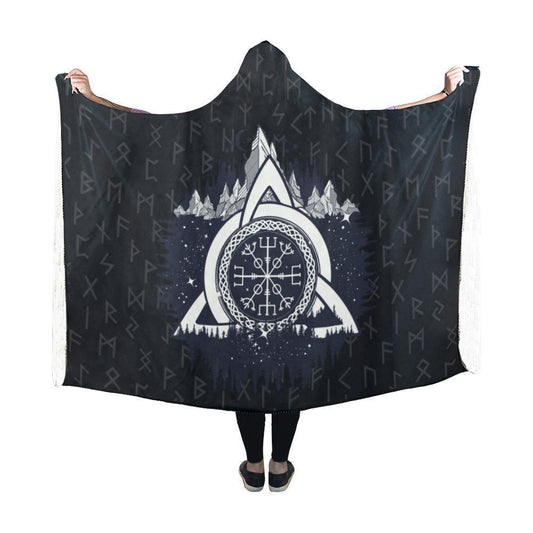 Vegvisir - The Magic Navigation Compass of Vikings In The Moutains Hooded Blanket PL103 - Amaze Style™-HOODED BLANKETS (P)