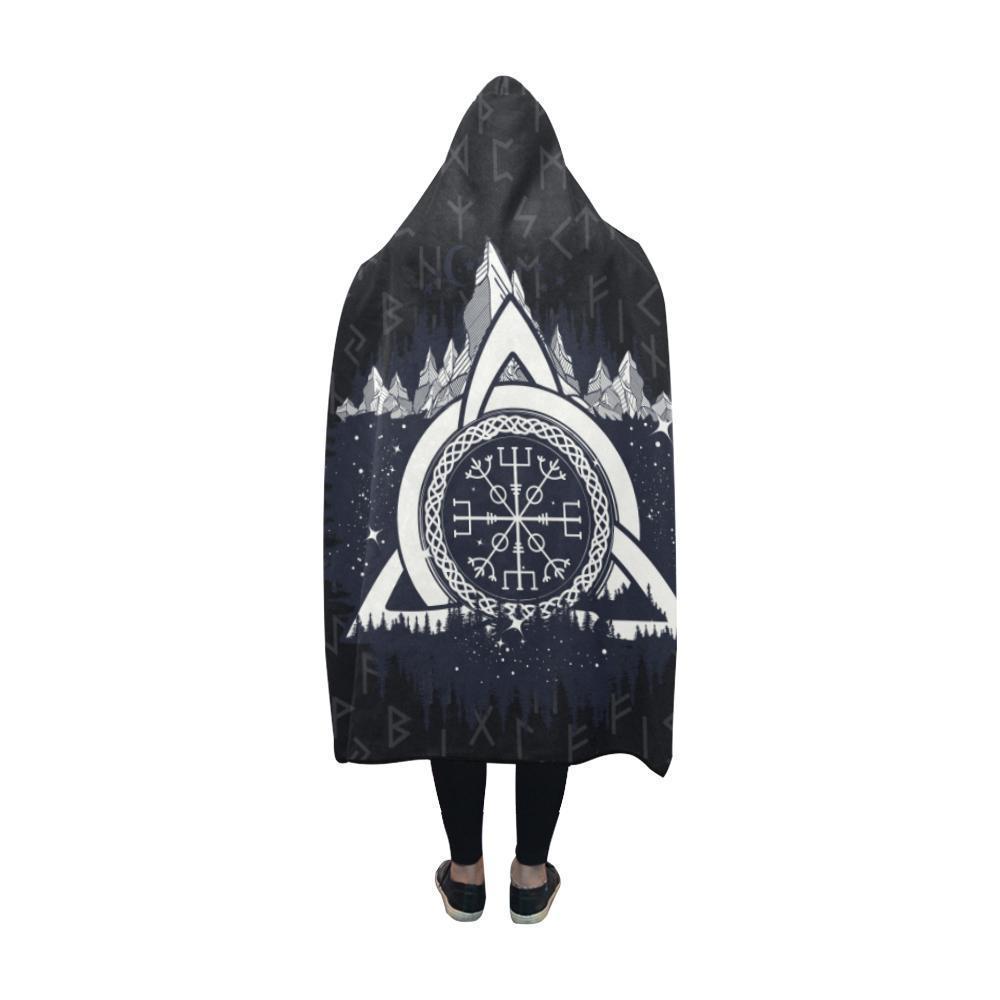 Vegvisir - The Magic Navigation Compass of Vikings In The Moutains Hooded Blanket PL103 - Amaze Style™-HOODED BLANKETS (P)