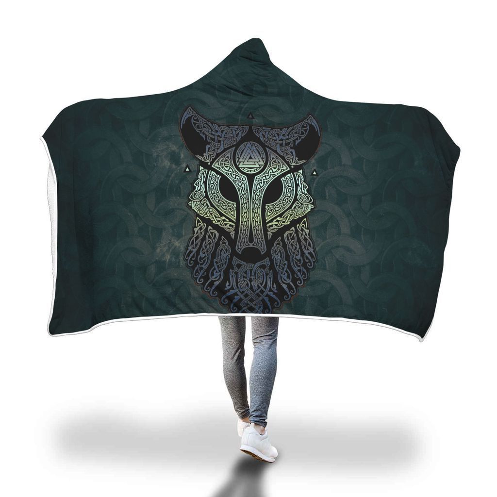 Viking Hooded Blanket - Viking Wolf Hooded Blanket PL109 - Amaze Style™-HOODED BLANKETS (P)