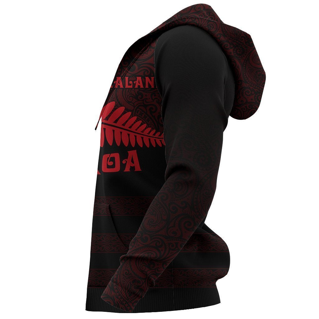 Aotearoa New Zealand Silver Fern Maori Hoodie Red PL138 - Amaze Style™-Apparel