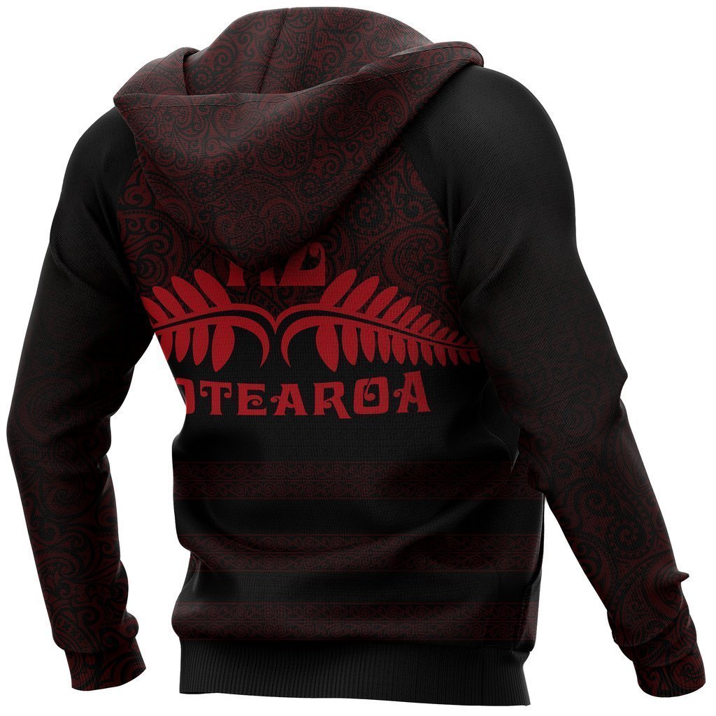 Aotearoa New Zealand Silver Fern Maori Hoodie Red PL138 - Amaze Style™-Apparel