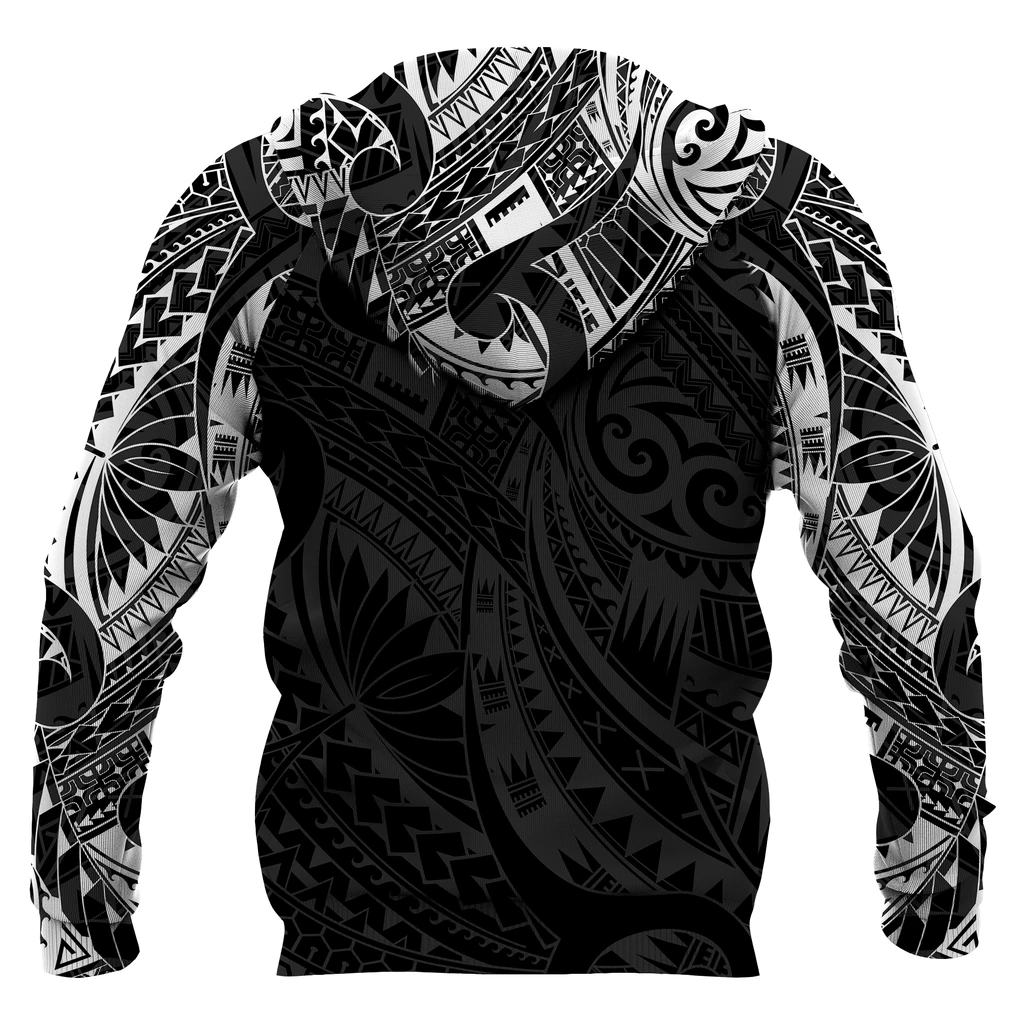 Tiki Maori Tattoo All Over Hoodie White PL210 - Amaze Style™-Apparel