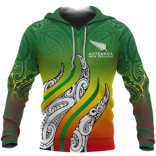 Aotearoa Koru Hoodie Rastafari Fire PL268 - Amaze Style™-Apparel