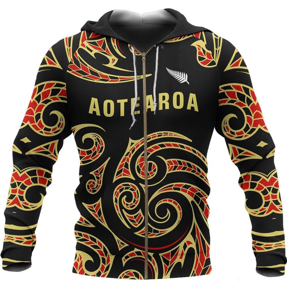 Aotearoa Zip-Up Hoodie Maori PL274 - Amaze Style™-Apparel