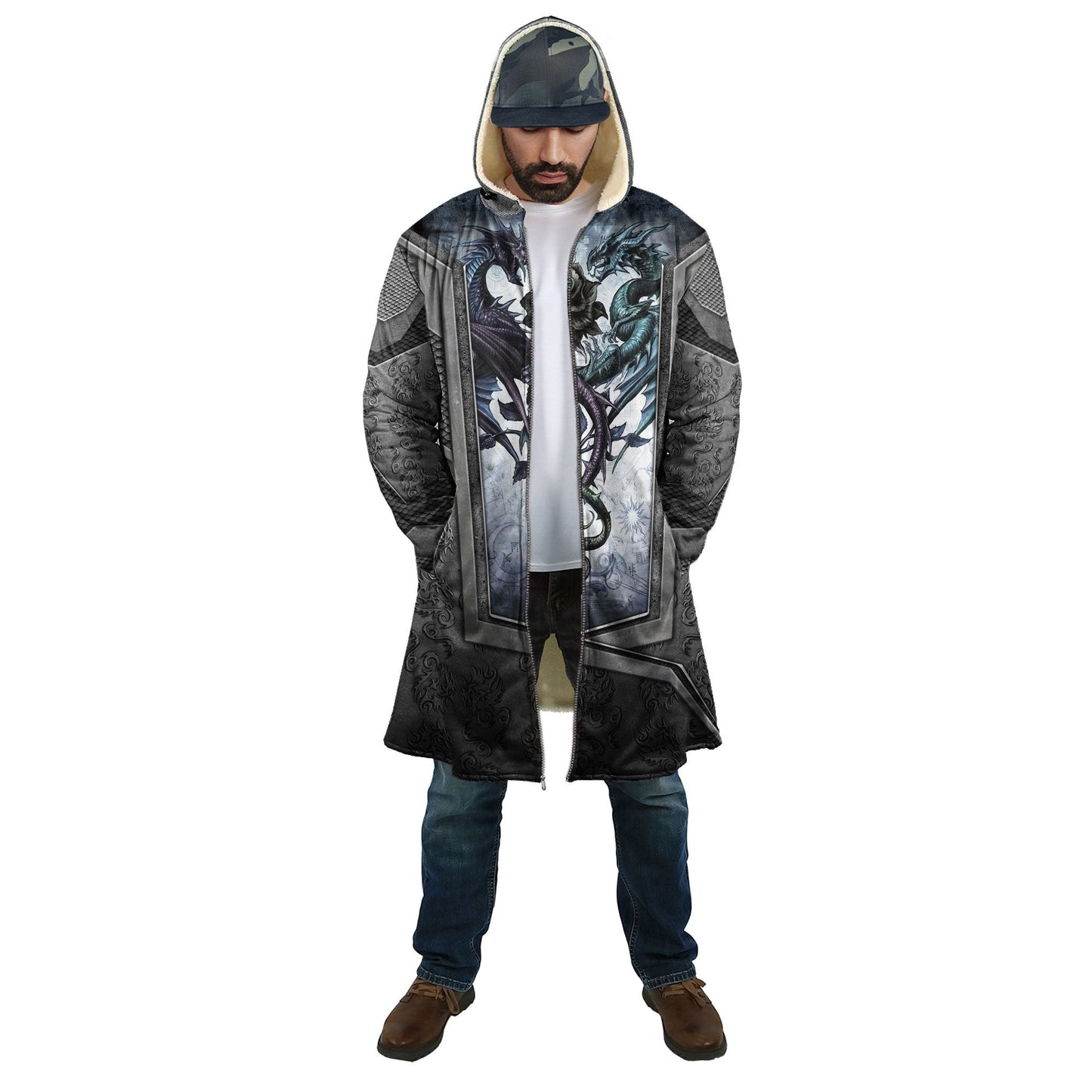 Tmarc Tee Dragon Couple Rose Flowers Armor 3D All Over Printed Winter Shirts