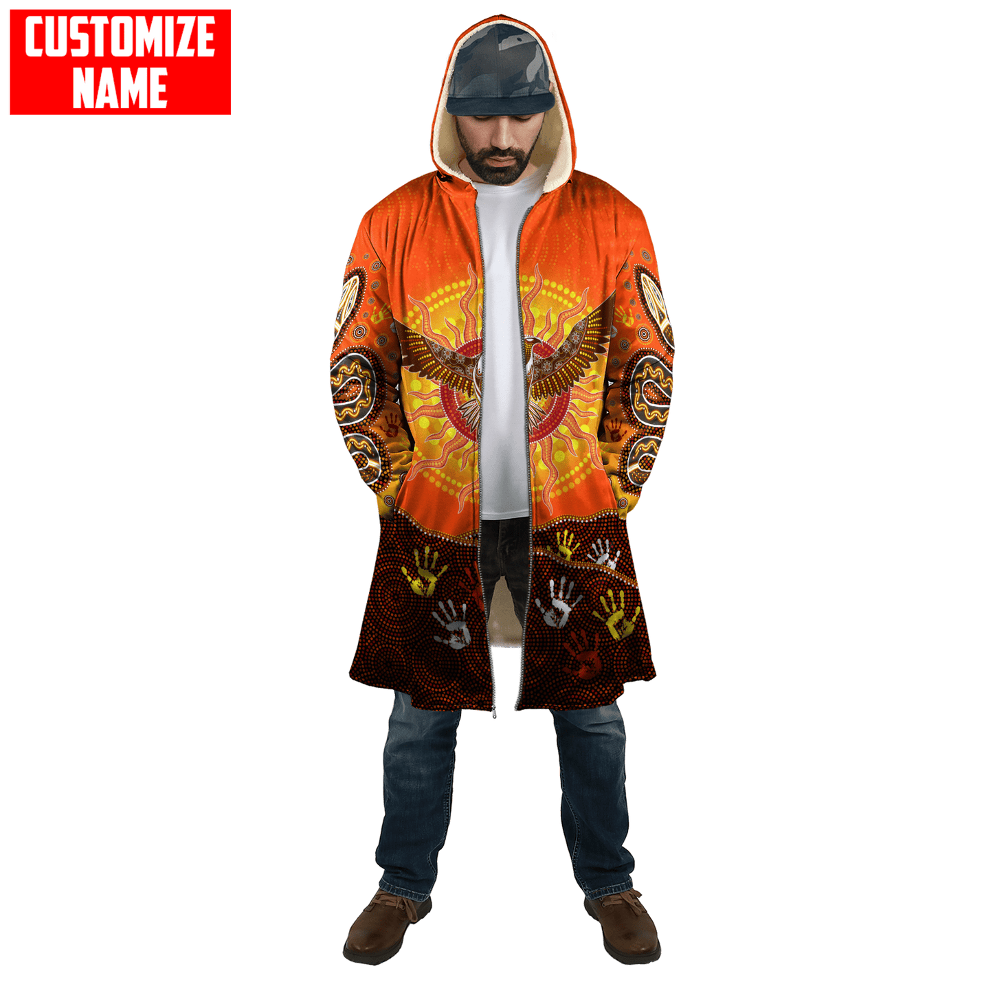 Aboriginal Eagle Flying into Sunset Custom name 3D printed winter shirts