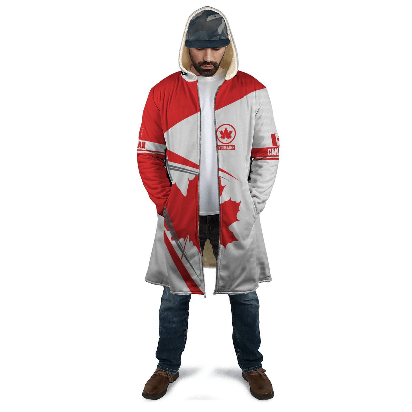 Canada Day No19 Personalized Name Pullover Premium Unisex Hoodie Maple Leaf