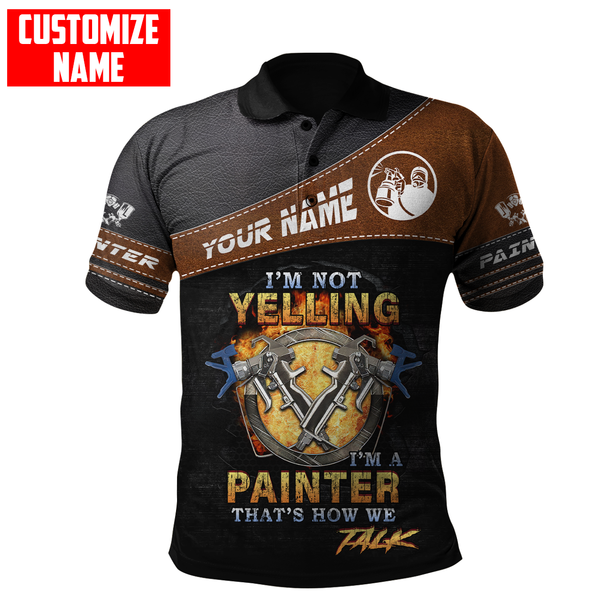 Tmarc Tee Personalized Name Painter 3D All Over Printed Unisex Shirts Leather Texture Ver 2