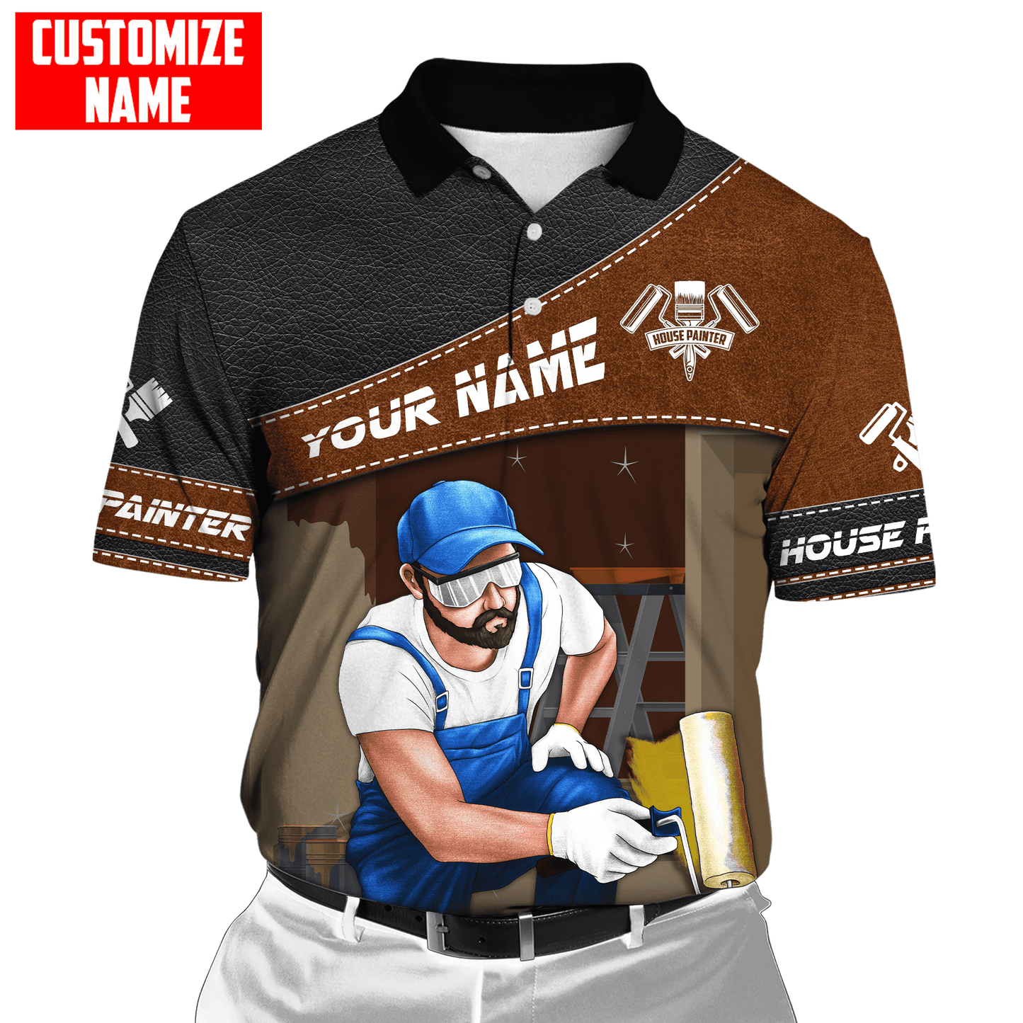 Tmarc Tee Personalized Name Painter 3D All Over Printed Unisex Shirts Leather Texture