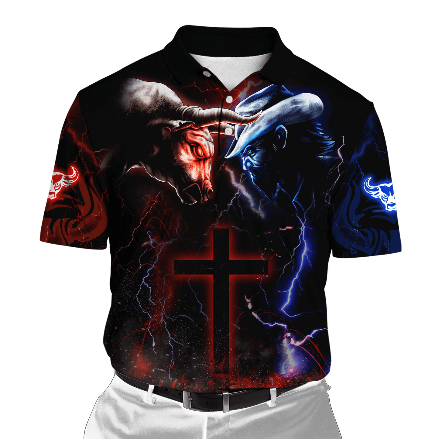 Tmarc Tee Bull Riding Red Blue Fight Cross 3D All Over Printed Unisex Shirts