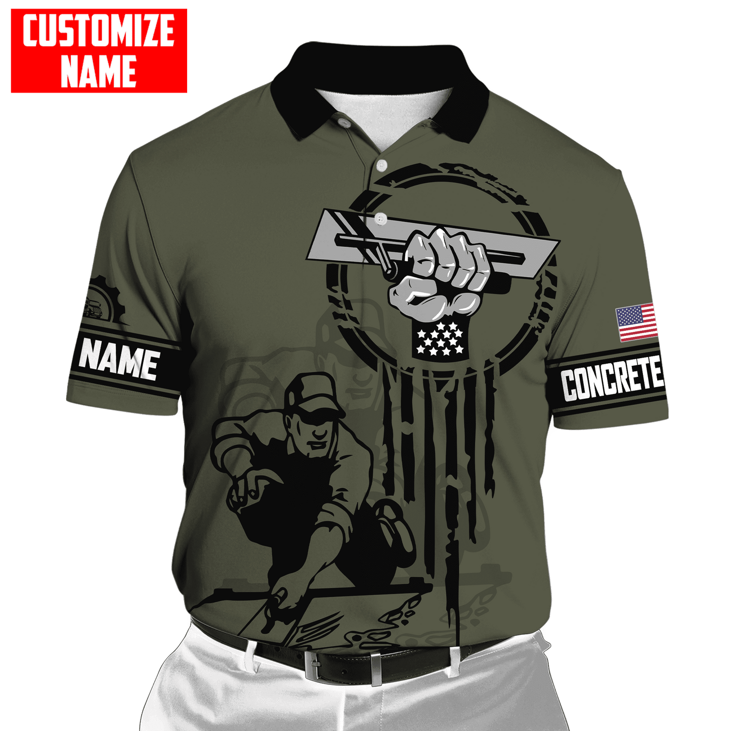 US Concrete Finisher Tool Pride Custom name 3D Printed Shirts