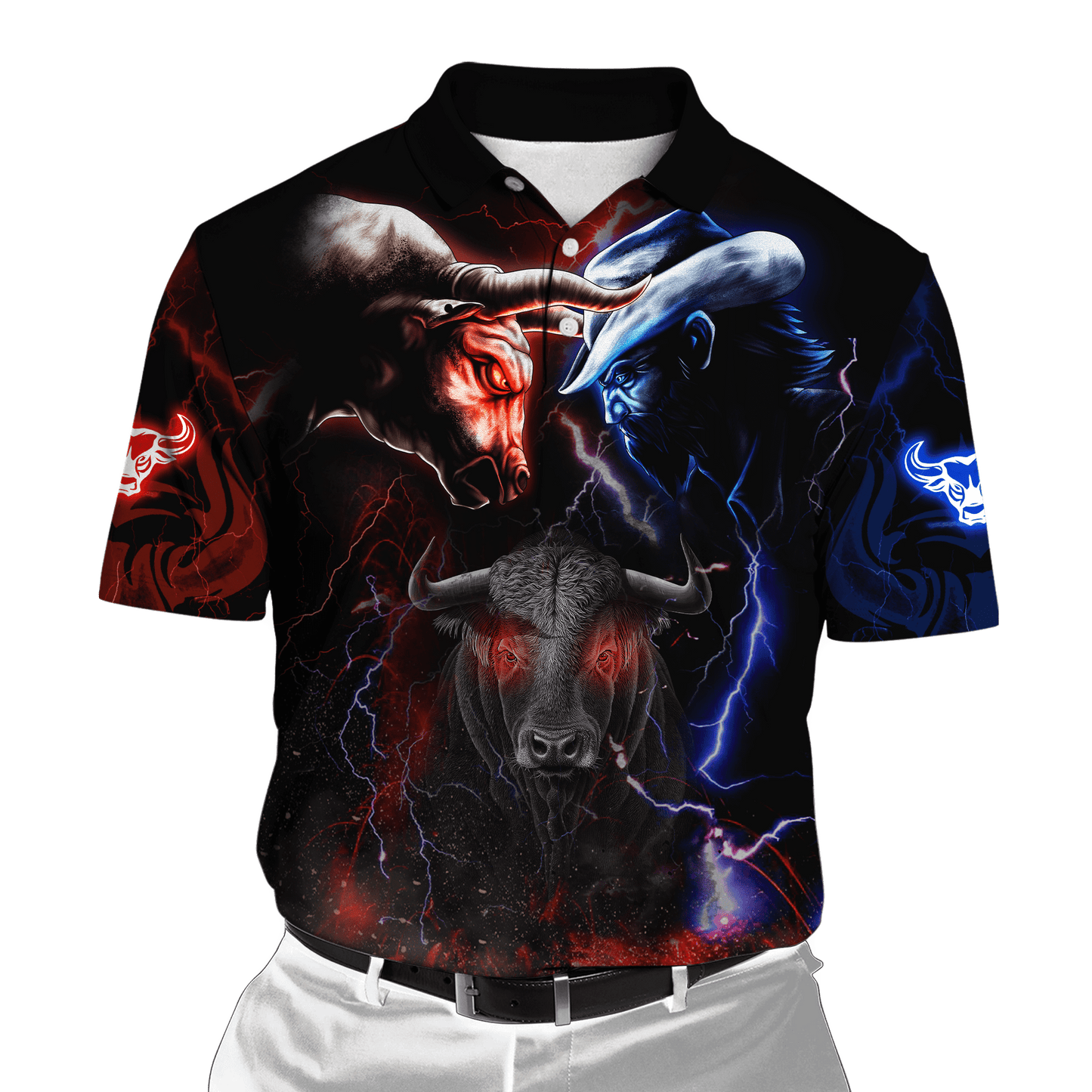 Tmarc Tee Bull Riding Red Blue Fight 3D All Over Printed Unisex Shirts