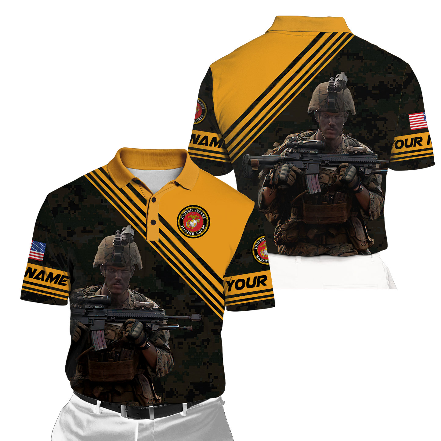 American US Marine Over Printed Unisex Deluxe Hoodie ML