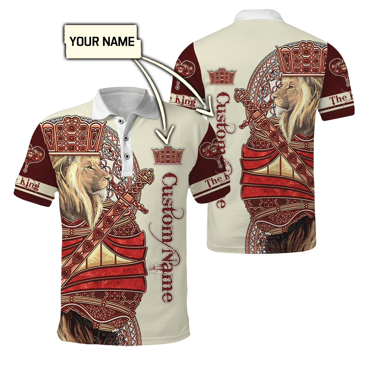 Summer Collection - Customized Name King Lion 3D All Over Printed Unisex Shirts