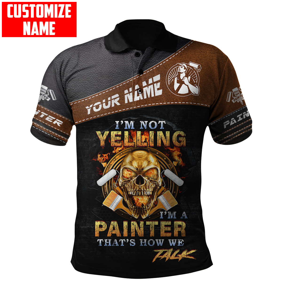 Tmarc Tee Personalized Name Painter 3D All Over Printed Unisex Shirts Leather Texture Ver 3