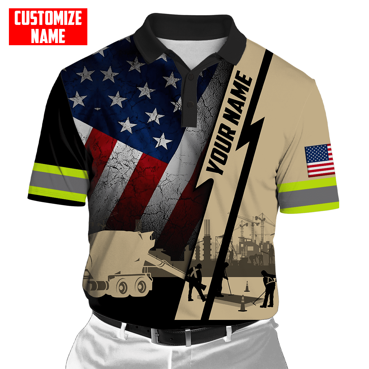 US Concrete Finisher Custom name 3D printed shirts