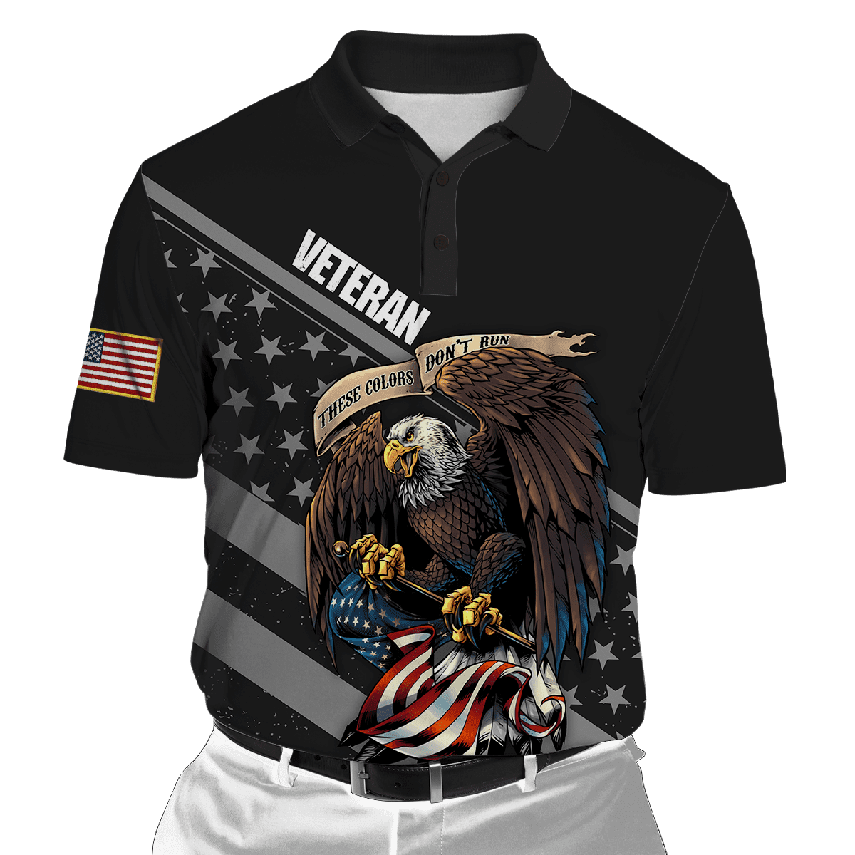 Premium Unique Veterans Polo Shirts Ultra Soft And Comfort Black Collar Black