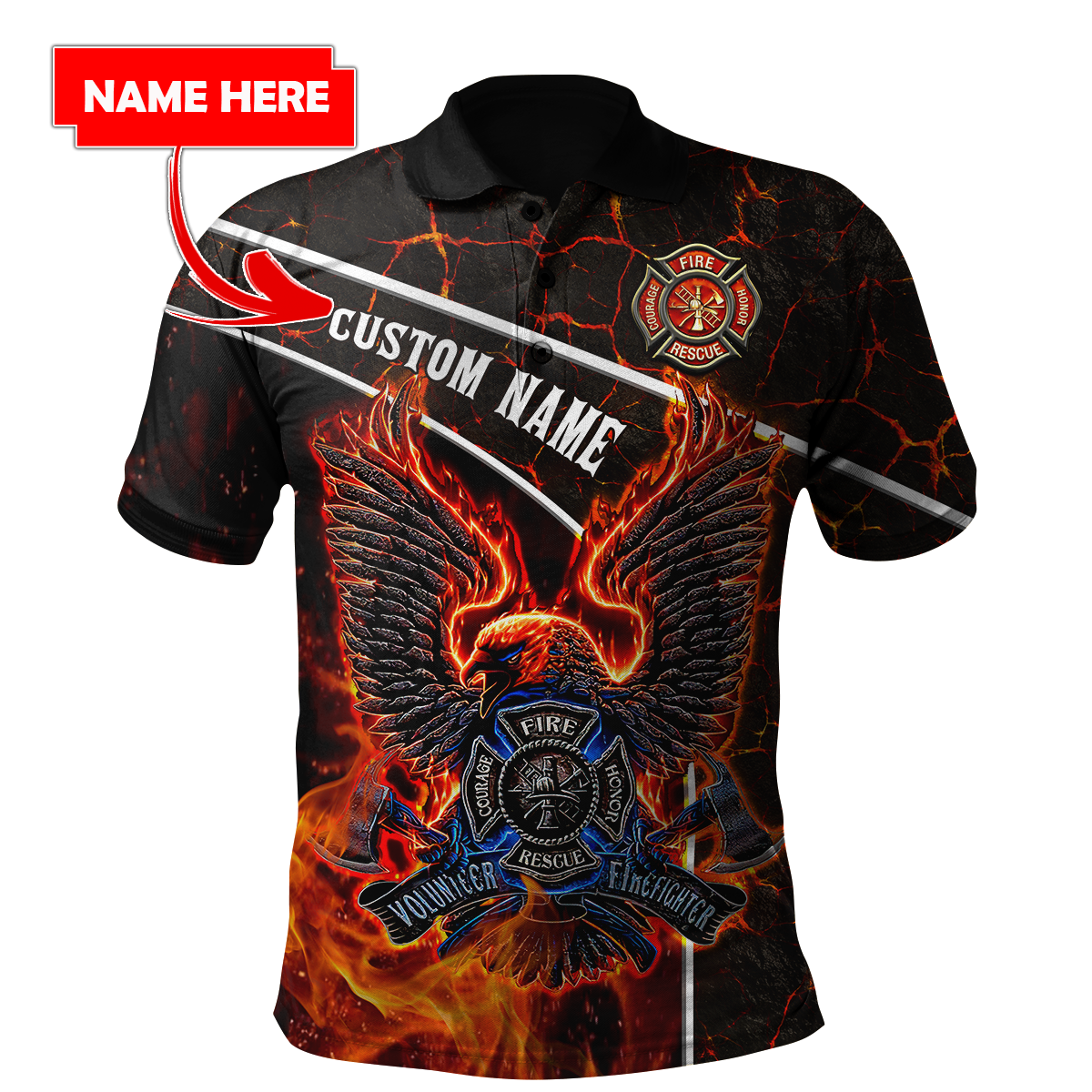 Customize Name Firefighter 3D All Over Printed Unisex Shirts