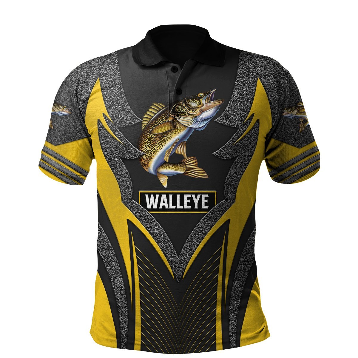 Walleye fishing Yellow Metal 3D design print shirts