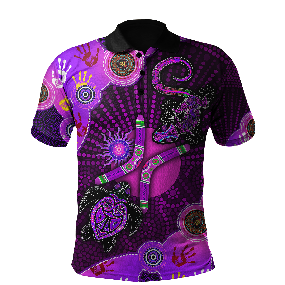 Aboriginal Naidoc Week 2021 Purple Turtle Lizard Sun Polo