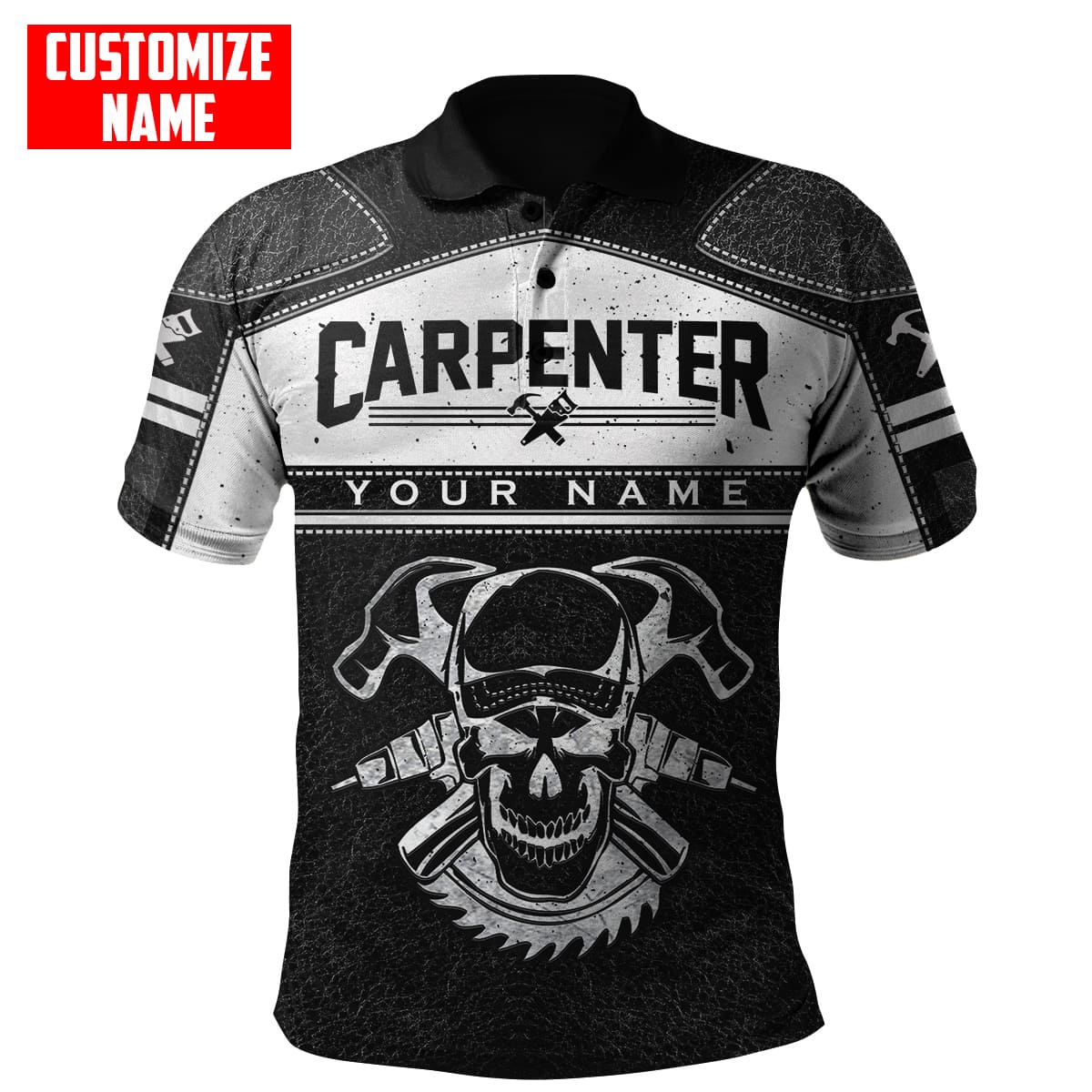 Tmarctee Personalized Name Carpenter Skull 3D All Over Printed Shirts