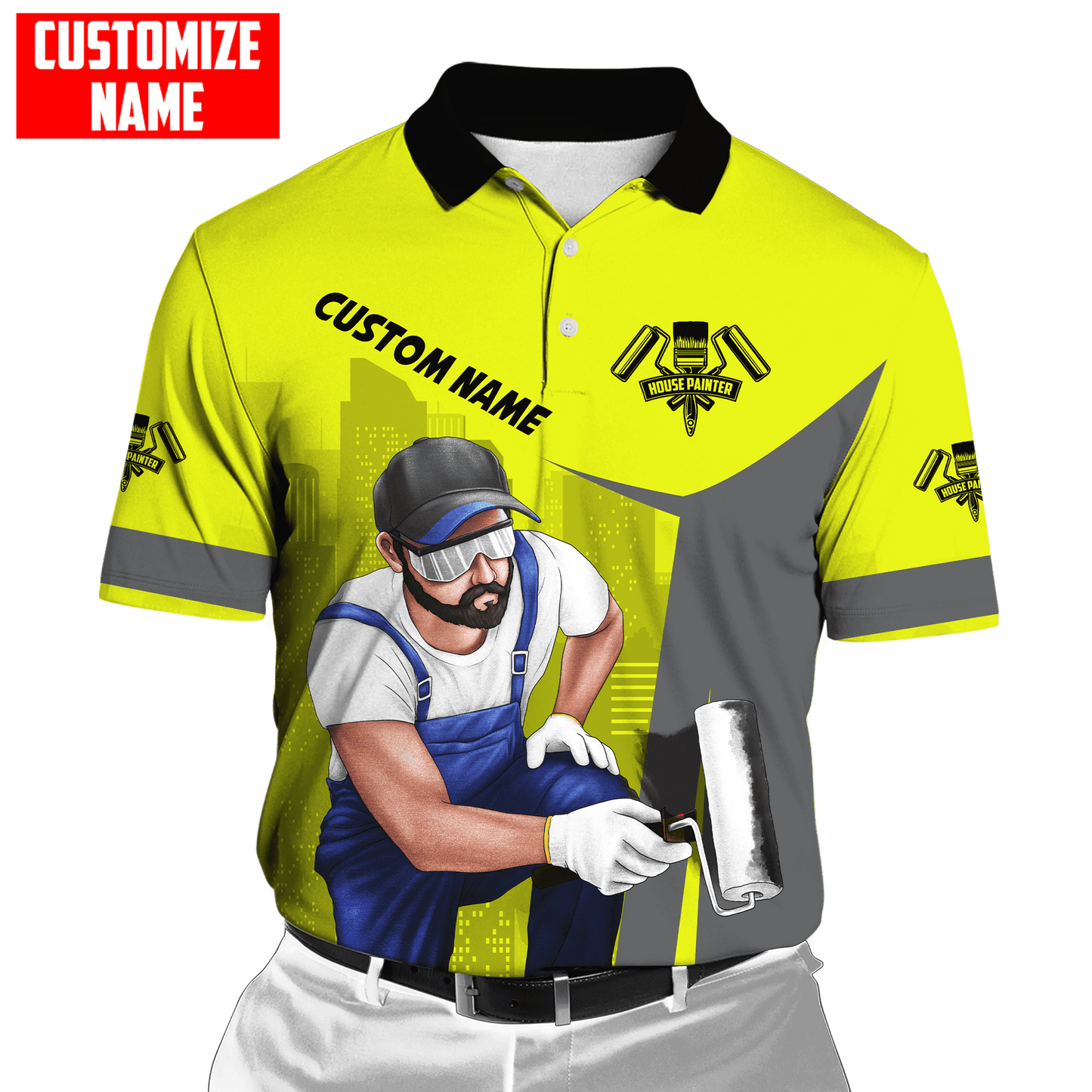 Tmarc Tee Personalized Name Painter 3D All Over Printed Unisex Shirts Yellow Neon