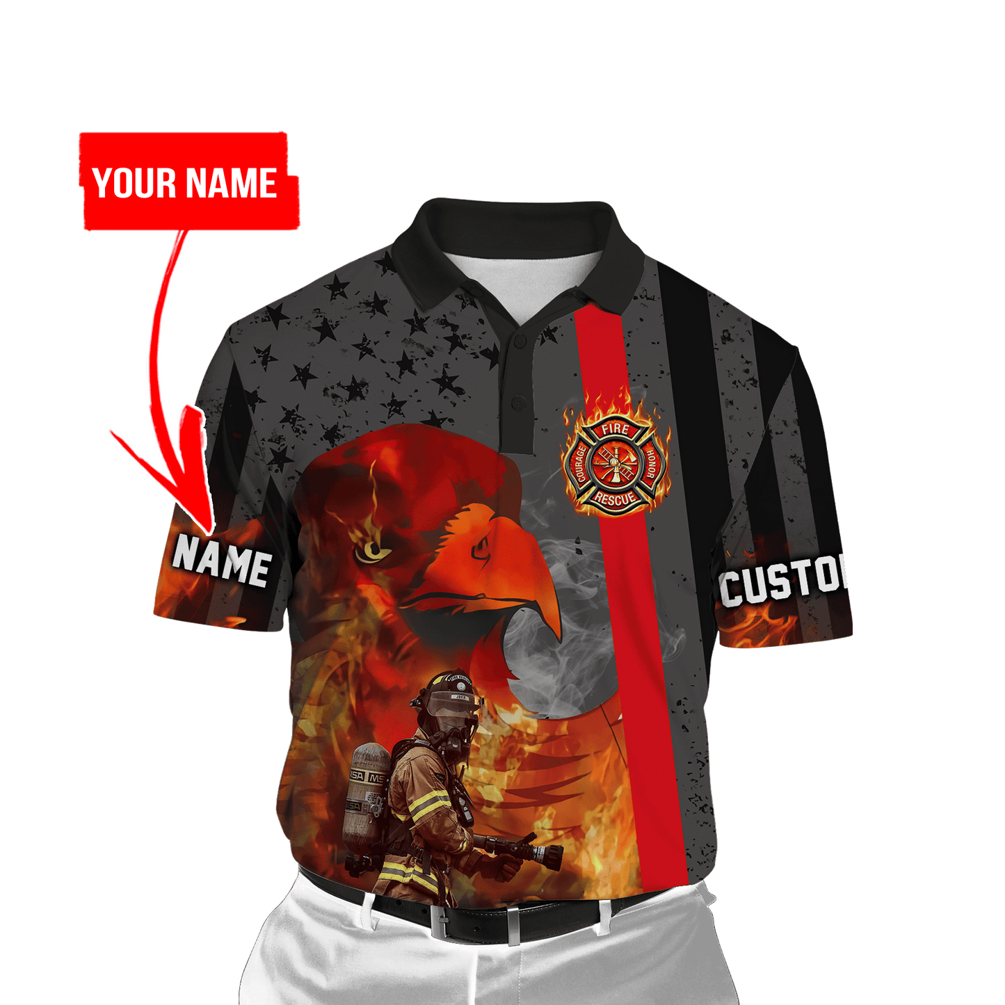 Customize Name Firefighter 3D All Over Printed Unisex Shirts