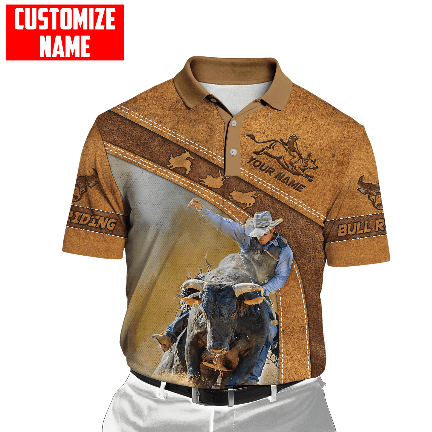 Tmarc Tee Personalized Name Bull Riding 3D All Over Printed Unisex Shirts Brown Bull Ver 2