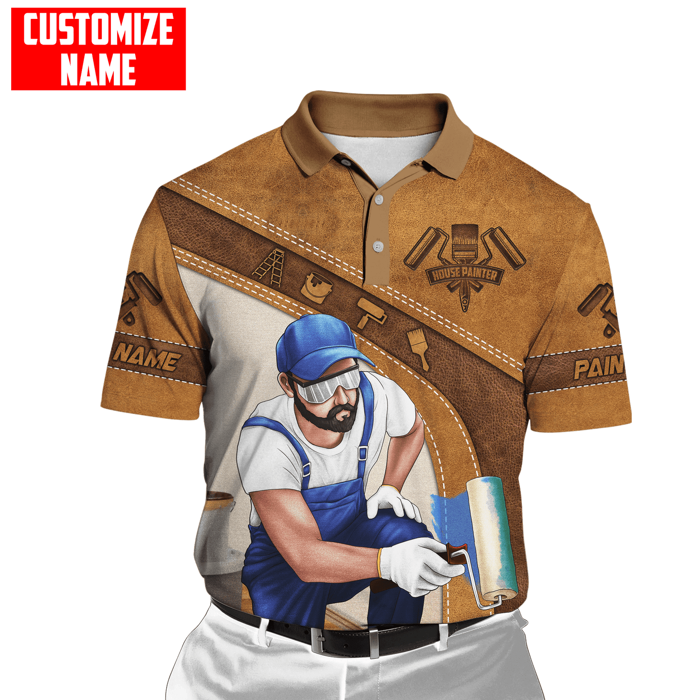 Tmarc Tee Personalized Name Painter 3D All Over Printed Unisex Shirts Brown Leather