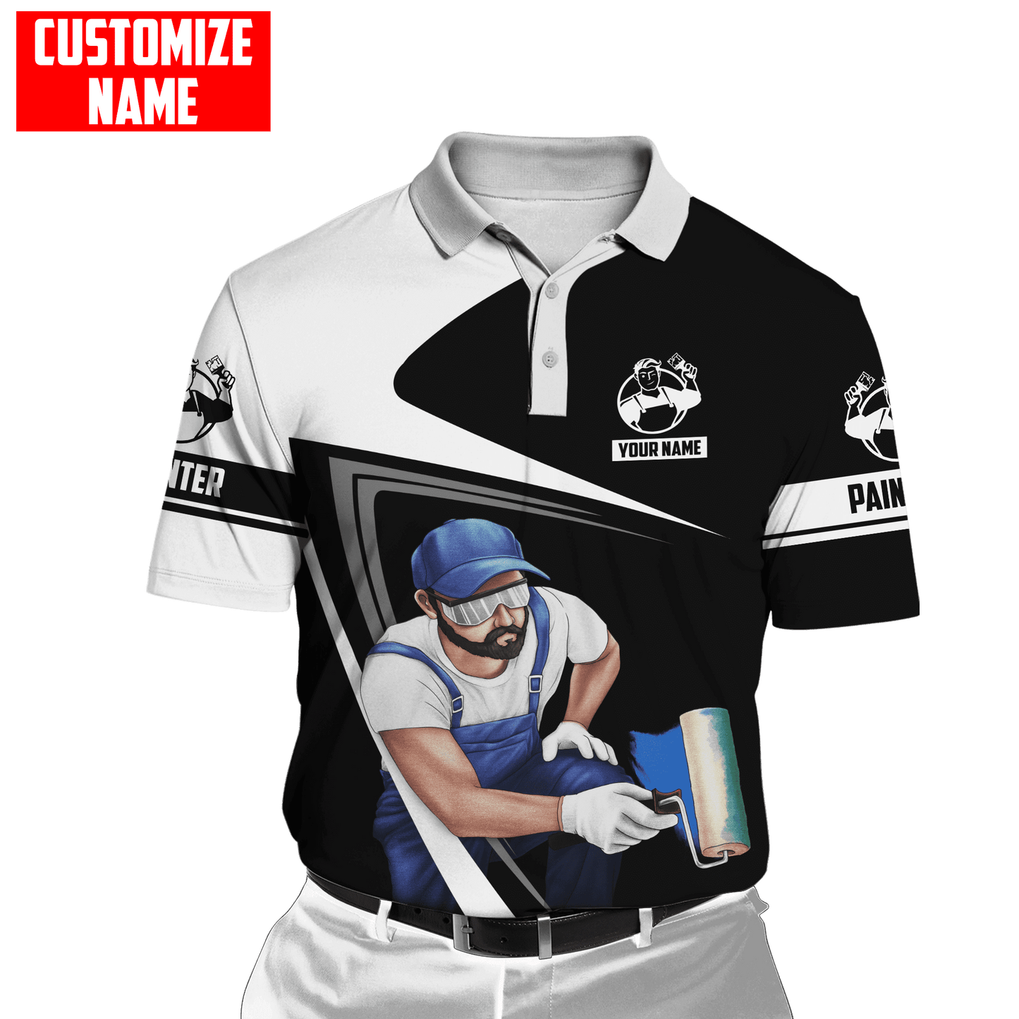 Tmarc Tee Personalized Name Painter 3D All Over Printed Unisex Black Shirts 