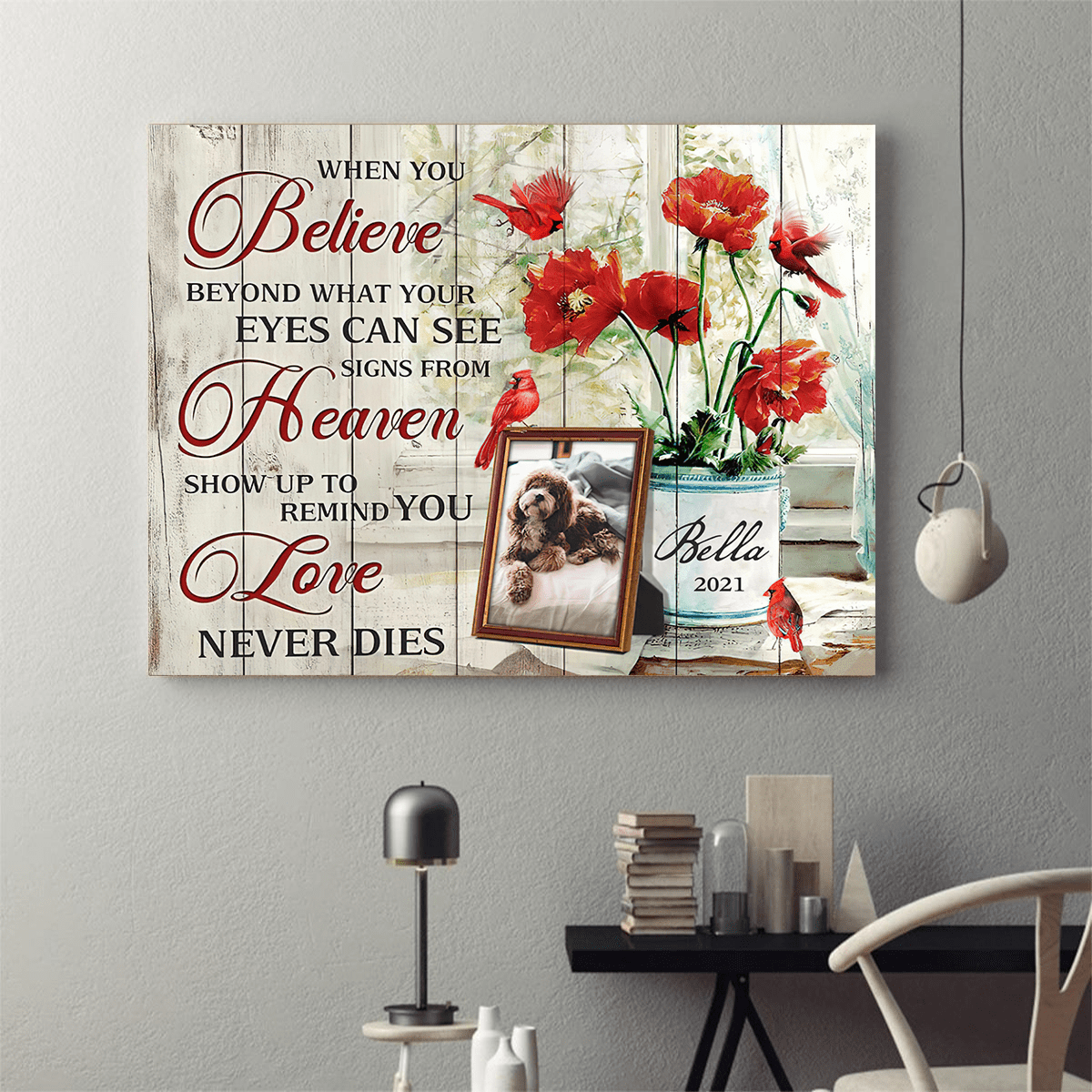 When You Believe Beyond What Your Eyes Can See Signs From Heaven Pet Picture Frame Canvas Memorial Gifts