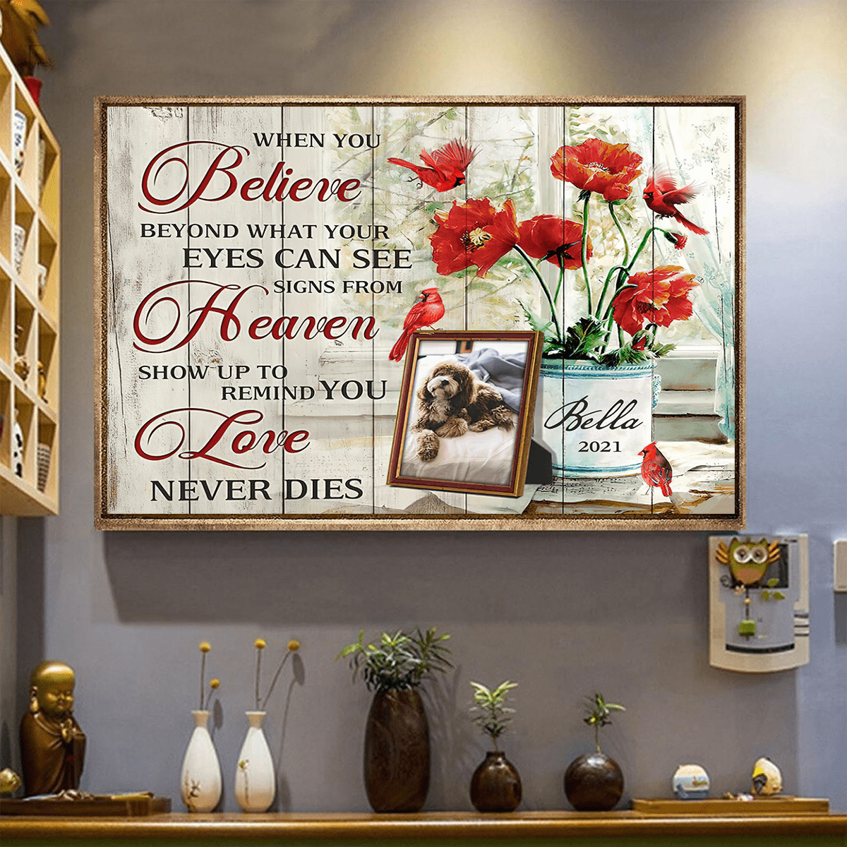 When You Believe Beyond What Your Eyes Can See Signs From Heaven Pet Picture Frame Canvas Memorial Gifts
