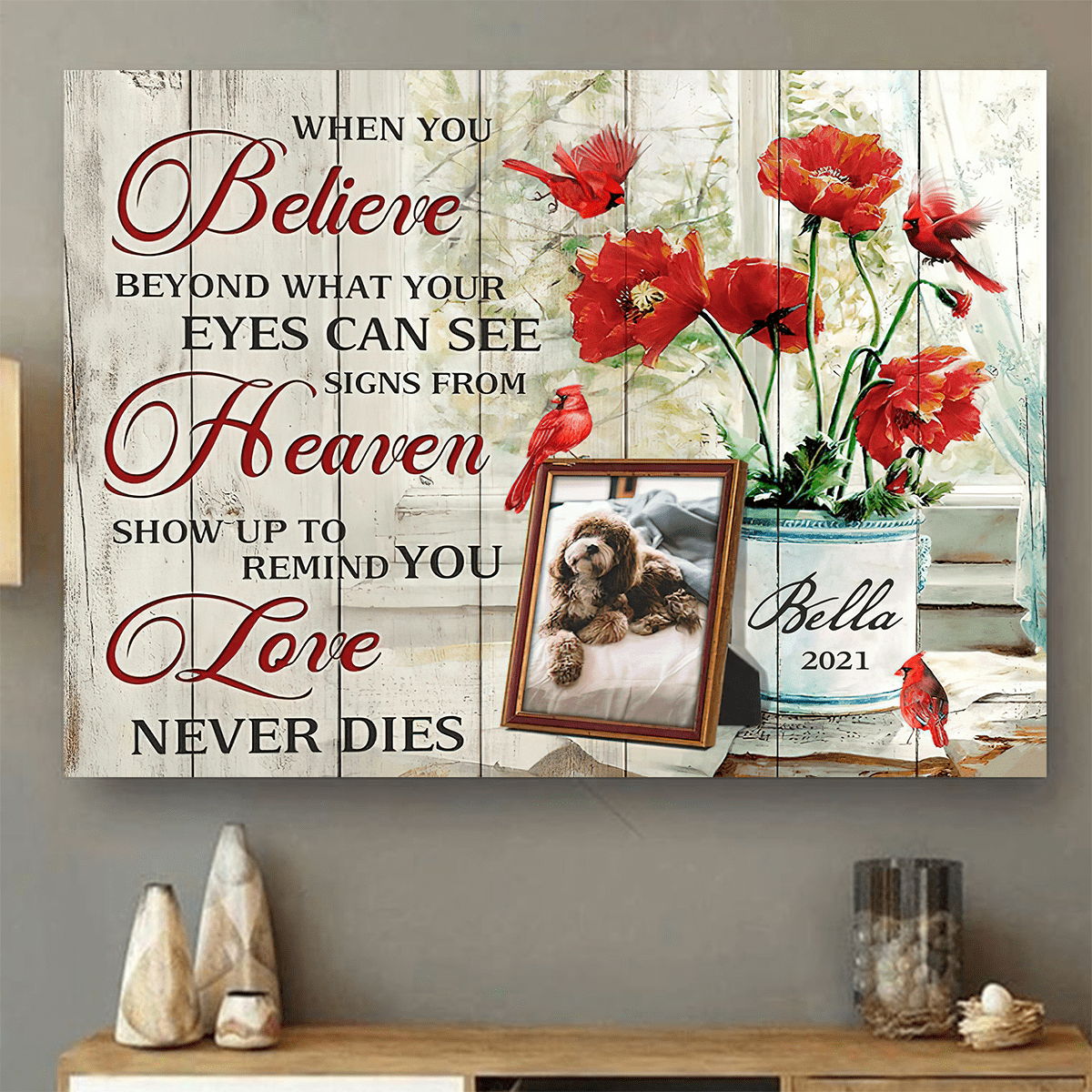 When You Believe Beyond What Your Eyes Can See Signs From Heaven Pet Picture Frame Canvas Memorial Gifts