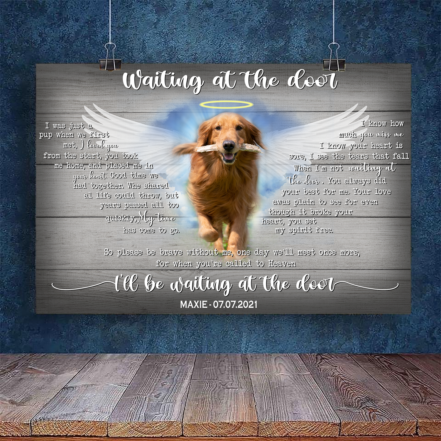 Waiting At The Door Memorial Dog Pet Lover Gift - Personalized Custom Canvas Poster